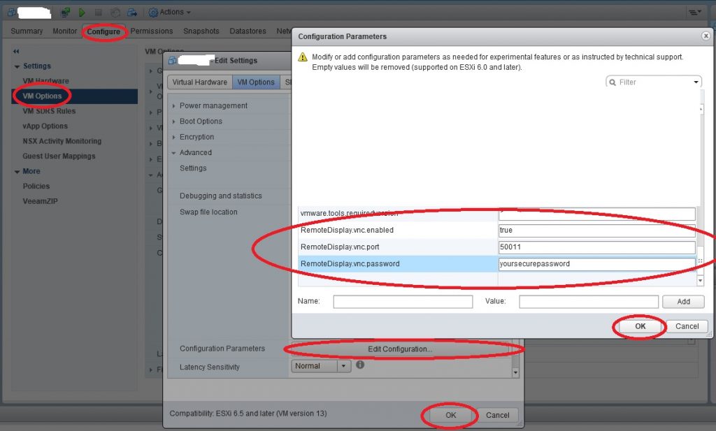 Set VNC parameter on VM